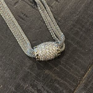 Vintage MX Signed Collection Silver Tone Multichain Rhinestone Choker Necklace‌